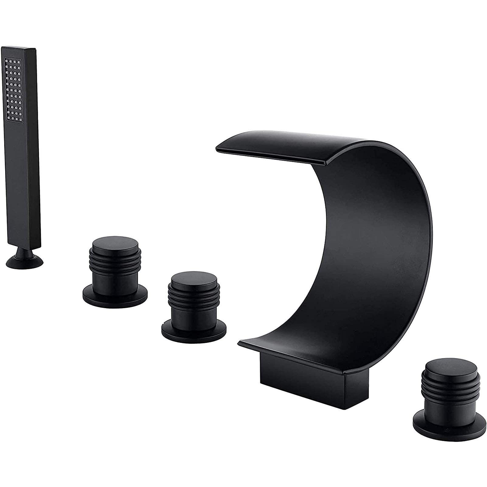 DFGHNBVC Waterfall Bathtub Faucet Set, Brass Tub Faucet With Handheld Shower, Single Handle Deck Mount Bathtub Faucet, Bath Mixer Shower Tap,Brushed Nickel,Black