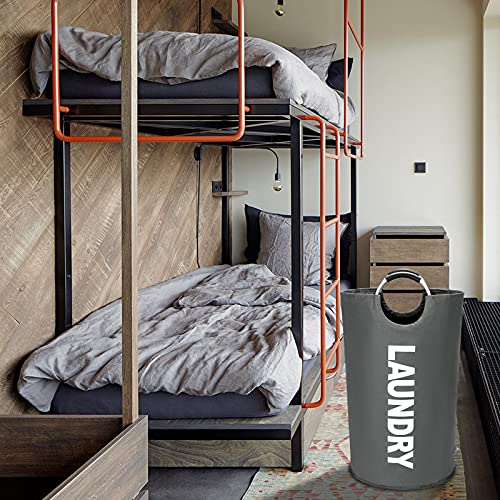 Dokehom 90L Large Laundry Basket, Collapsible Laundry Bag, Freestanding Tall Clothes Hamper, Foldable Washing Bin (Dark Grey) #TOP7