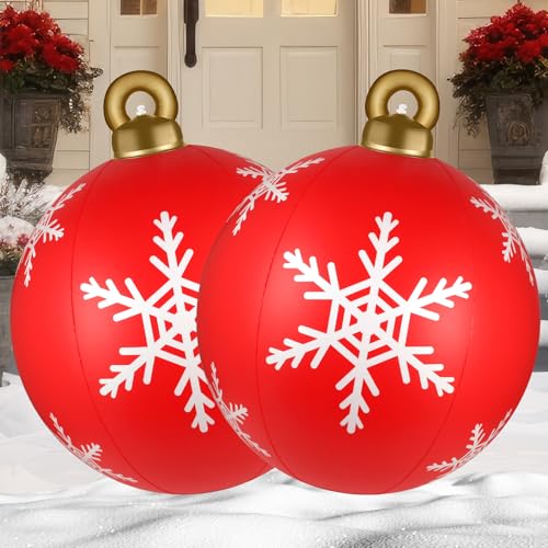 2 Pcs 24 Inch Giant Inflatable Christmas Balls,Large Outdoor Inflatable