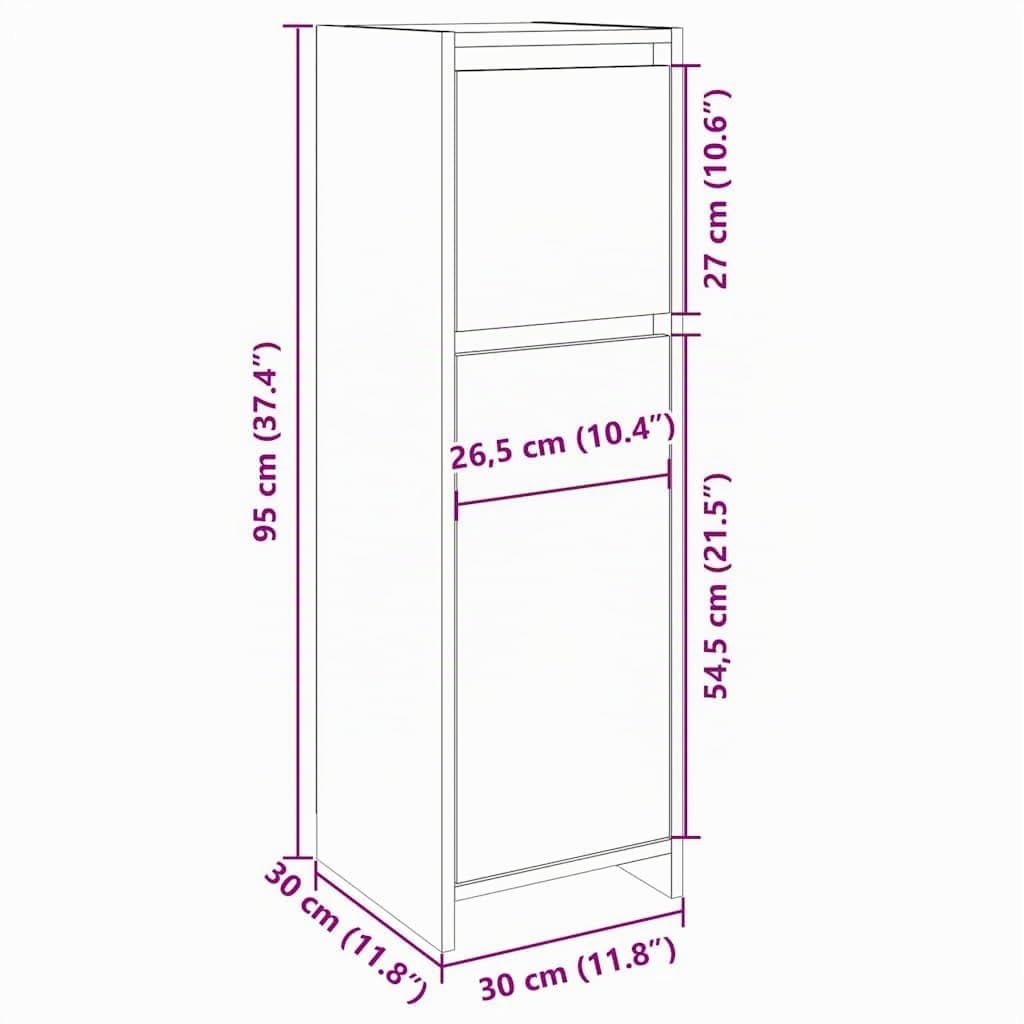 vidaXL Mobile da Bagno Rovere Sonoma 30x30x95 cm in Legno Multistrato, armadietto da Bagno, unità da Bagno, credenza da Bagno, portaoggetti da Bagno