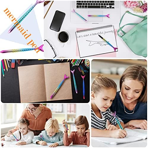 DELSEN 10 Pcs Mermaid Pen Mermaid Tail Pen Mermaid Ballpoint Pens Black Ink Ball Point Pens for Office School Children Gift Stationery Supplies