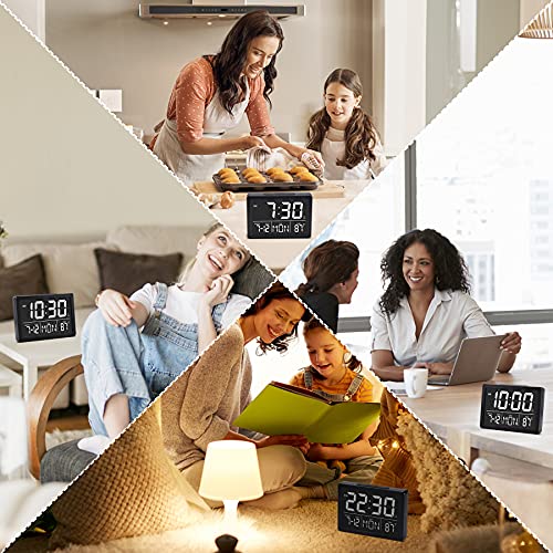 Amgico Digital Alarm Clock With Date And Day, 6.3" Large Display, Snooze, Temperature, 12H/24H, L1-L6 Brightness, Modern Decor For Office, Living Room, Bedroom, Home, Elderly, Seniors, Kids #TOP6