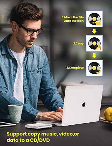 External CD DVD Drive Type C USB 3.0/2.0 Portable CD DVD +/-RW Drive Slim DVD/CD ROM Rewriter Burner Writer Compatible with Laptop Desktop PC Windows XP/2003/Vista/7/8.1/10,Linux,Mac OS, EURPMASK