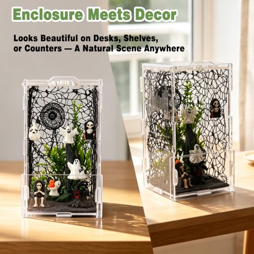 Image of 20PCS Acrylic Jumping Spider Enclosure Kit | tool-free snap assembly, fits mantis tarantula snail isopod, desktop display