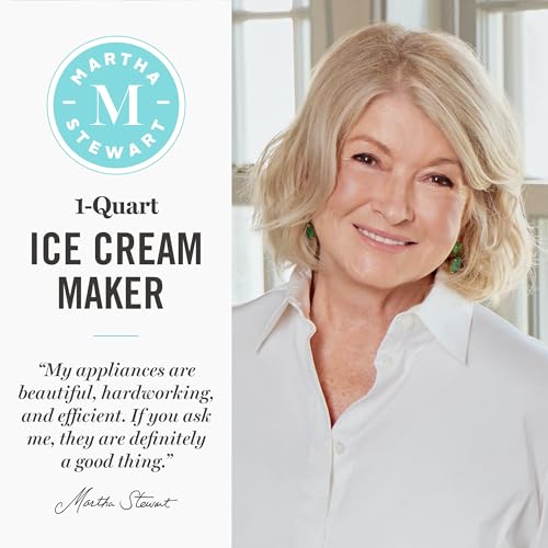 Image of Martha Stewart 1 Quart Ice Cream Maker, Built-In Compressor, No Pre-Freezing Required, 3 Modes (Ice Cream, Sorbet, Frozen Yogurt), Automatic Mix-In Alert, Dishwasher-Safe Parts, Linen Cream