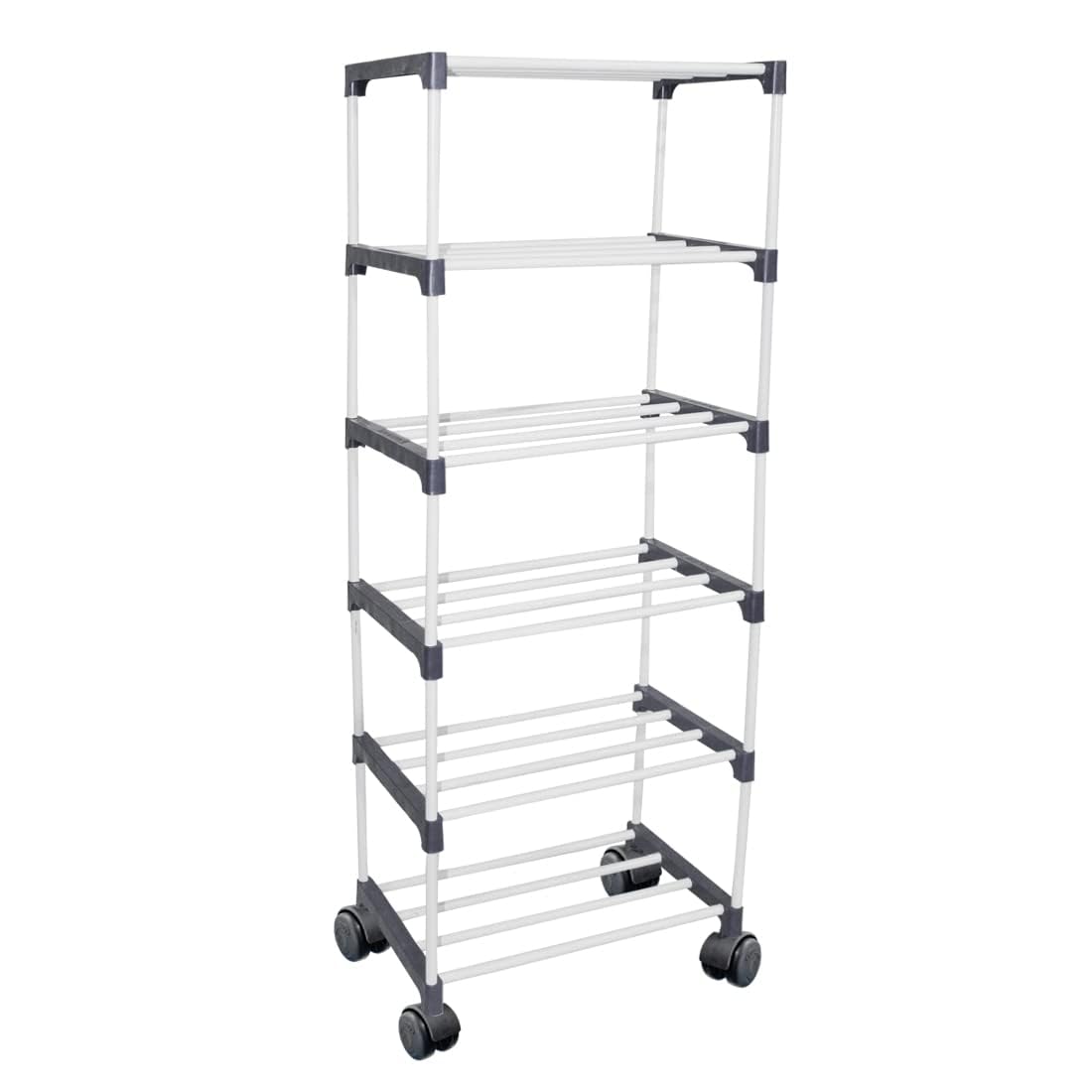 GRAZIA 6-Tier Steel Shoe Rack (Black) | Folding Multipurpose Storage Rack for Home | Heavy-Duty Footwear Stand with Shelves for Bedroom, Hallway & Living Room | Space-Saving Shoe Organizer-image-38