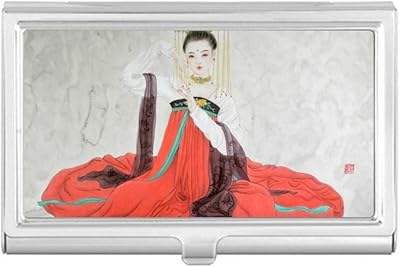 Classical Beauty Chinese Style Watercolor Business Card Holder Case Pocket Box Wallet