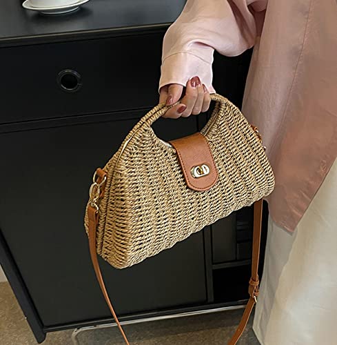 Women Straw Crossbody Bag Handwoven Rattan Tote Bags Straw Top Handle Shoulder Handbag Summer Beach Bag Clutch Purse by Molodo - Used condition - Image 3