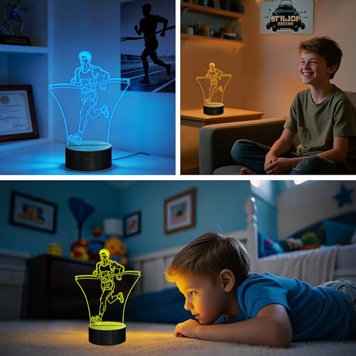 OkiyiD Running Gifts for Men Boys Runners, Male Running 3D Night Light Illusion Lamp with 16 Colors Remote Controller, Boys Birthday Xmas Competition Gifts for Track and Field Athlete Bedroom Decor by OkiyiD - Used condition - Image 3