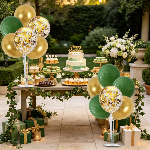 Image of TONIFUL 6 Set Green Gold Balloon Stand Balloon Centerpieces for Table