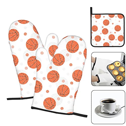 Afhyzy Basketball Oven Mitts And Pot Holders Sets For Kitchen Heat Resistant Oven Mit Gloves Non Slip Hot Pads For Cooking Grill #TOP4