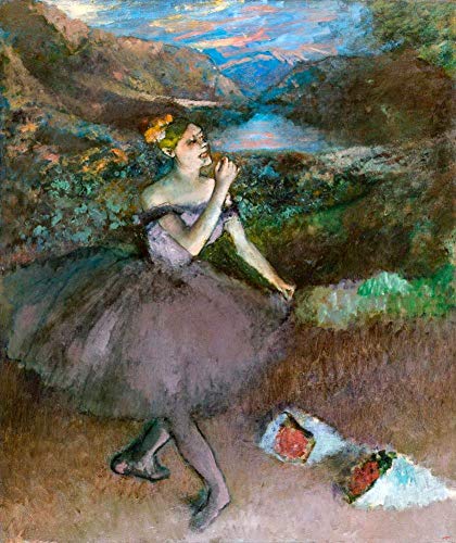 Peinture à l'huile sur toile Edgar Degas de danseuse de ballet bouquet