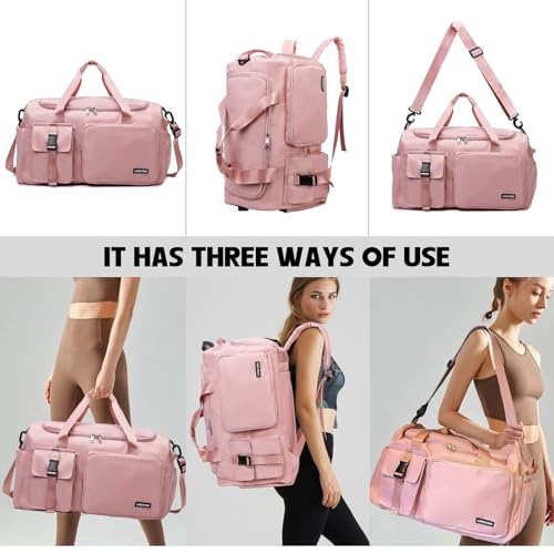 Suweir Sporttasche Damen Herren 42L Reisetasche mit Schuhfach Nassfach Wasserdicht Trainingstasche Travel Duffle Bag mit Rucksack Weekender Schwimmtasche Fitnesstasche für Reisen, Fitness, Sport