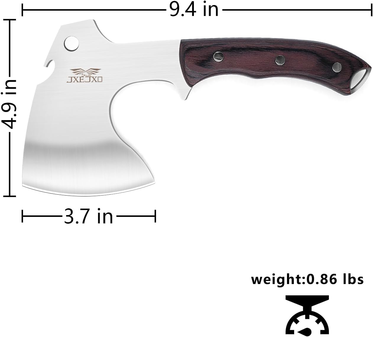 JXE JXO Hatchet, 9.4" Full Tang Camp Hatchet Bushcraft and Camping Gear - with Nylon Sheath