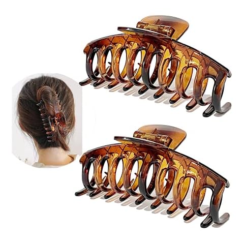 Marrie Large Hair Claw Clips for Thick Hair Nonslip Jumbo Hair Clamp Strong Big Hold Jaws Hair Styling Accessories for Women Girls Size 4.3 Inches (Brown) Cover