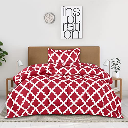 Utopia Bedding - Comforter Bedding Set With 1 Pillow Sham - Bedding Comforter Sets - Down Alternative Comforter - Soft And Comfortable - Machine Washable, Quatrefoil Red, Twin #TOP7