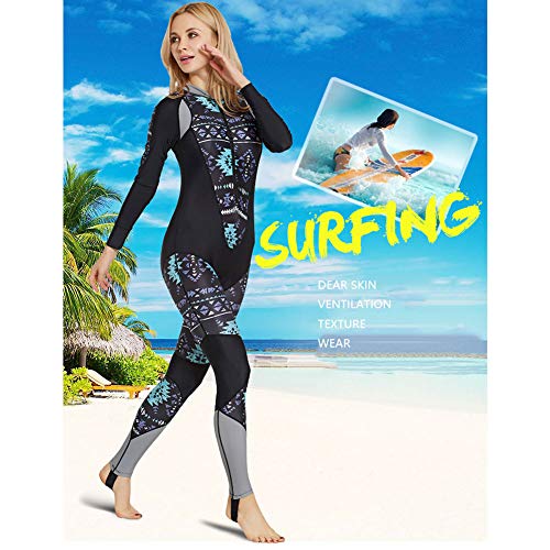 Panegy Women Long Sleeve Swimsuit Wakeboarding Breathable One-Piece Scuba Diving Suit Black XS