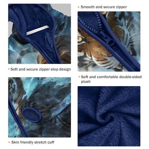 Tiger Through Sky Toddler Fleece Jacket Girl Boys Hooded Fleece Jacket Coat Warm Outwear Zip-up 3-10T3