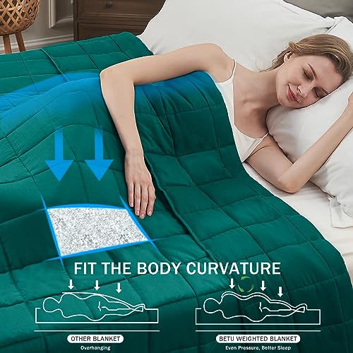 Green Weighted Blanket for Adults 15lbs, 48"x72", Twin Full Size Cooling Heavy Throw Blanket for 120-160lbs, Microfiber Soft Thick Big Blankets Weighted Comforter Breathable Gift for Sleeping
