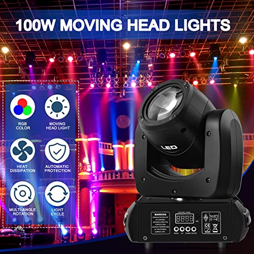 DELIBANG Lyre LED 100W RGB DMX lumière disco scène 8 prismes Tête Mobile 8 Gobos rotatifs+12 couleurs Gradation 0 à 100% Eclairage lumière fête pour DJ Bar Bande Mariage Noël Halloween