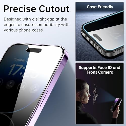 Image of SHILD Privacy Tempered Glass Compatible for iPhone 15 Pro (Black) Edge to Edge Coverage with Easy Installation kit, Anti-Spy Tempered Glass Privacy Screen Protector