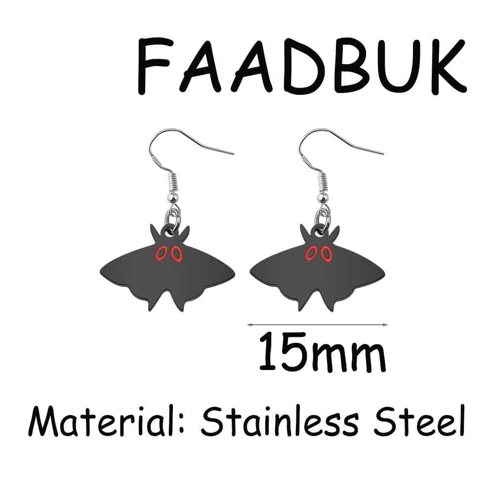 Pendientes de polilla para hombre amante, polilla, insecto, bruja, monstruo, espeluznante, raro, funky, joyería de Halloween, Metal, Acero inoxidable 2