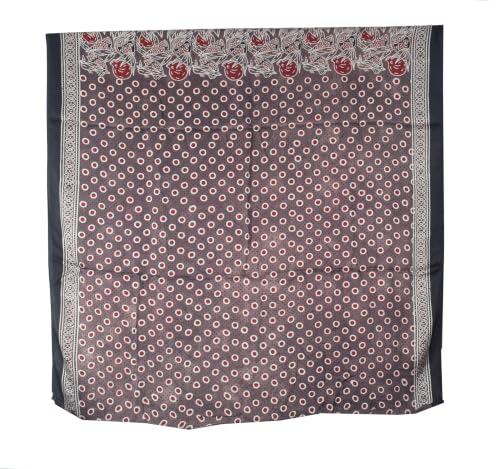 Image of Ethnics of Kutch Womenss Ajrakh Modal Silk Natural Dye Hand Block Print Saree with Blouse Piece - 5.5 Mtr Length (Brown 03601R)