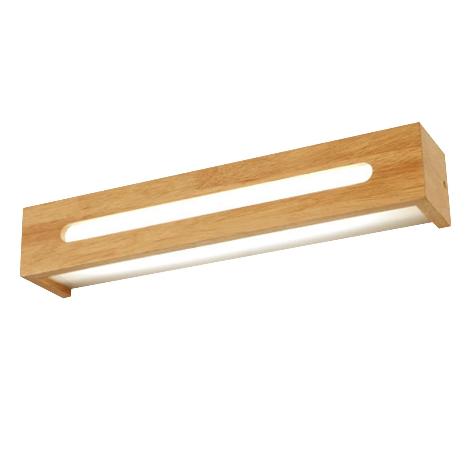 Lámpara de tocador rectangular de madera for baño, apliques LED estilo tronco sobre espejo, apliques rústicos de pared con pantalla acrílica for tocador, lámpara de espejo de pared.(Small)