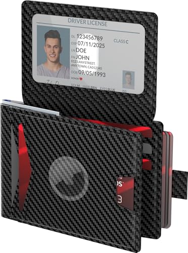 Wallet for Men with Stealth Pocket for AirTag, 3 in 1 Design, Removable ID Window, RFID Blocking, 15 Card Capacity, Slim Carbon Fiber, Bill Divider, Wallet with Gift Box, Hidden Storage for AirTag