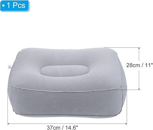 Miniatura 2 de PATIKIL Almohada inflable para descanso de pies de viaje, cojín inflable para descanso de piernas para avión, tren, oficina, hogar, gris