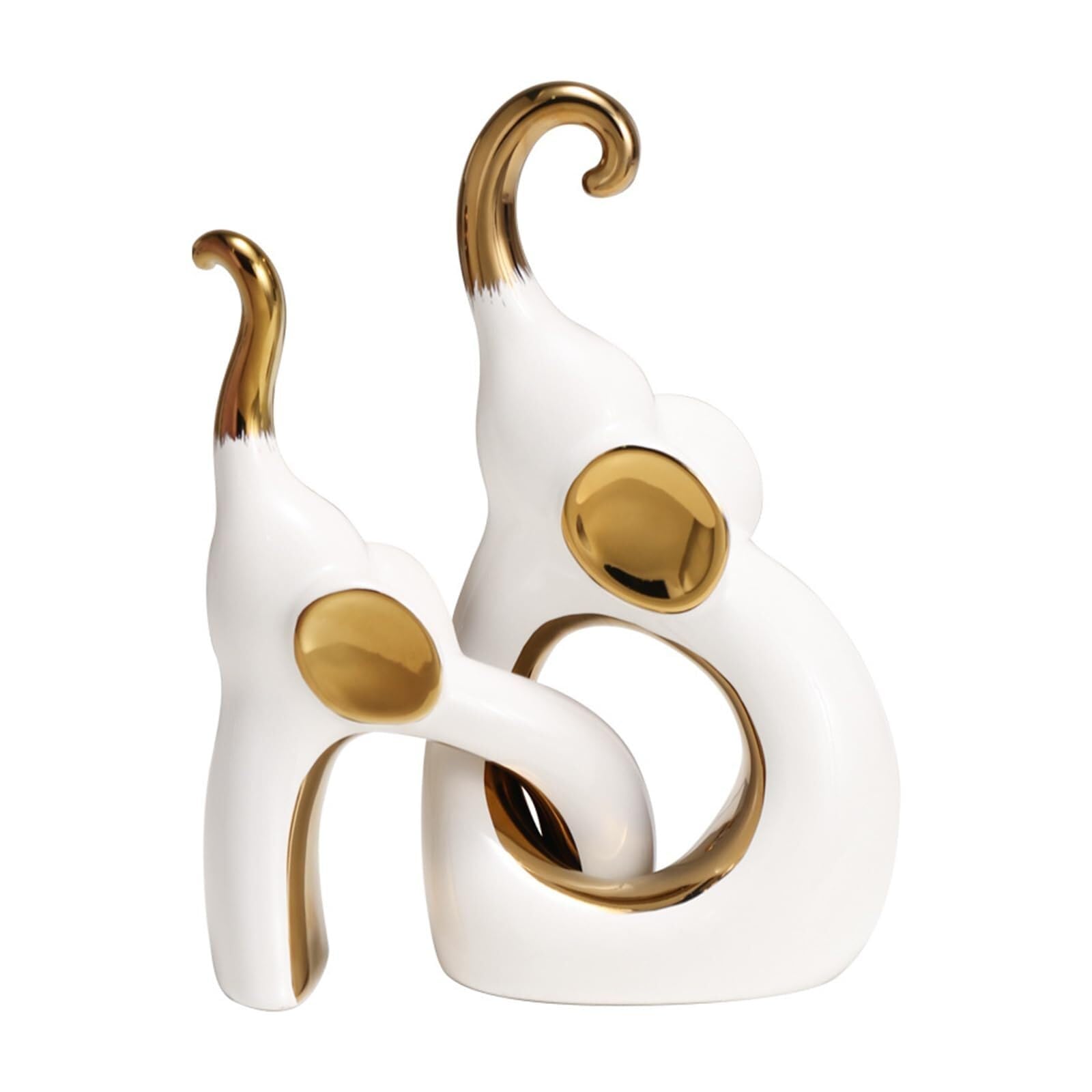 Regalos para Mujeres Elefante Deco Escultura Estatua De Cerámica Moderna Decoración para estanterías(Gold)