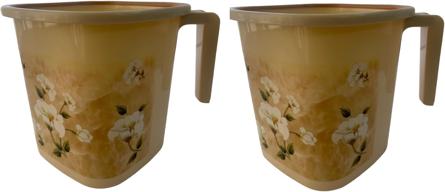 Homely Bathing Mug Certified Bath Water Mug Capacity 1.5Litre Square Design BPA Free Camping Mug Dabba Bathroom Mug Cup - Assorted Colors (Pack of 2, Light Brown)
