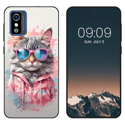 WUACYEAMING Funda Bonita para ZTE Blade V10,Carcasa con Aesthetic Lindo Dibujos,Ultrafina Suave TPU Antigolpes Case Divertidas Diseño Negro-Gatos