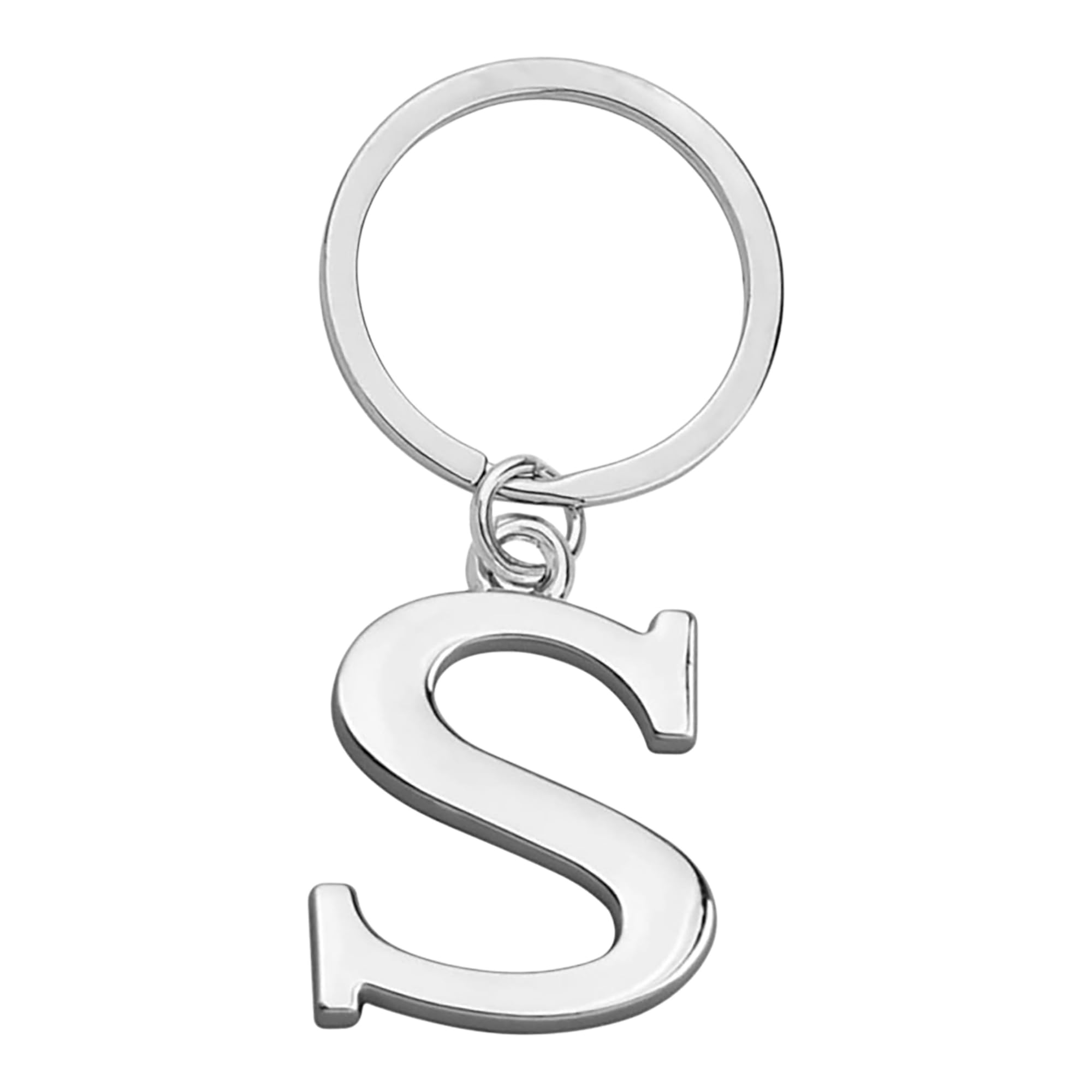 Rohans Keyring Letter - Initial Alphabet Key Ring Charm Silver and Gold (Silver, S)