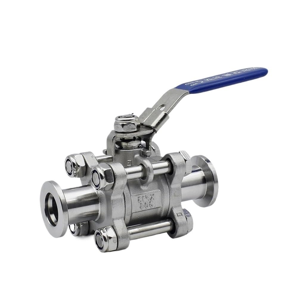 Válvula de bola de alto vacío manual de tres piezas KF SS304 de acero inoxidable KF16 KF25 KF40 KF50 con brida de instalación rápida