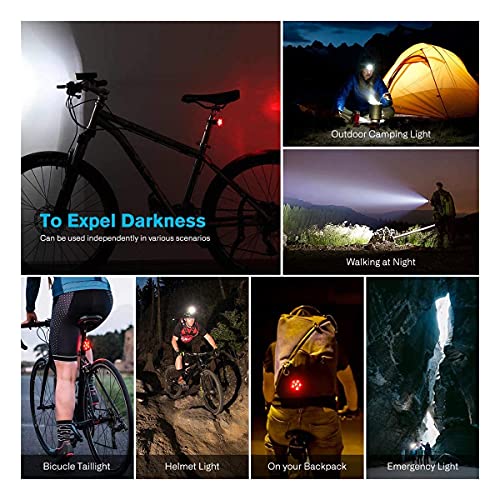Conjunto de luces de bicicleta IPX5 impermeables para evitar accidentes sin batería 8