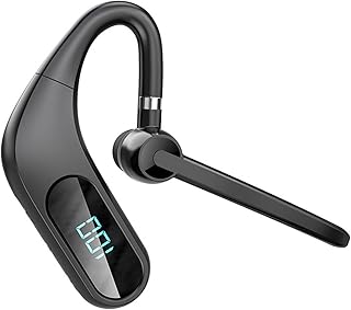 Fone de ouvido Bluetooth KJ12 5.0, fone de ouvido empresarial compatível com Bluetooth, fones de ouvido sem fio simples mãos livres para dirigir fone de ouvido HD com microfone, fone de ouvido com cancelamento de ruído
