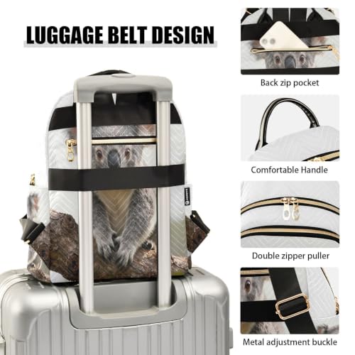 Sac à dos koala gris imprimé en polyester léger de grande capacité