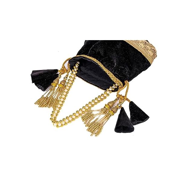 DADI NANI POTALIS Makhmal Potli Bag Golden Lace Work For Women Ideal For Parties, Weddings, Gifting, Festivals - Image 5