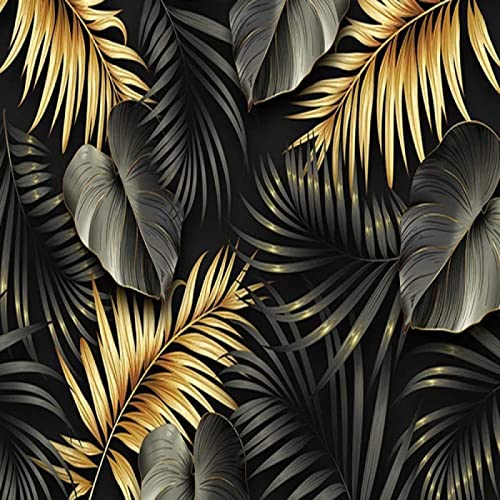 Black Palm Leaf Monstera Plant Tropical Custom Mural Wallpaper, Natural Scenery Removable Peel And Stick Wall Sticker Mural For Kids Nursery Bedroom Living Room Bedroom Corridor Home Decor #TOP2