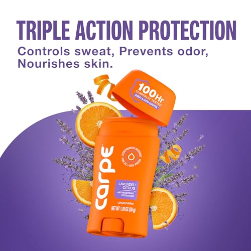 Image of Carpe Underarm Antiperspirant for Women - 100 Hour Sweat & Odor Control - Lavender Deodorant - Clinical Deodorant for Women - Lavender Citrus - 2 Pack