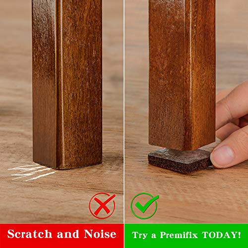 Square Felt Pads For Chair Legs, Square Felt Furniture Pads 1 Inch 48 Pieces Pack Brown, Square Furniture Pads For Hardwood Floor 5Mm Thick #TOP1