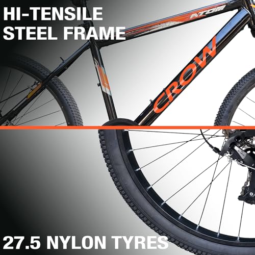 Image of CROW - Atom 21 Speed Gear Cycle | 27.5 inch T Cycle for Boys 12 to 15 Years | Bicycle for Men Adult | Mountain Bike with Front Suspension & Dual Disc Brakes| Unisex MTB Cycle for Men |