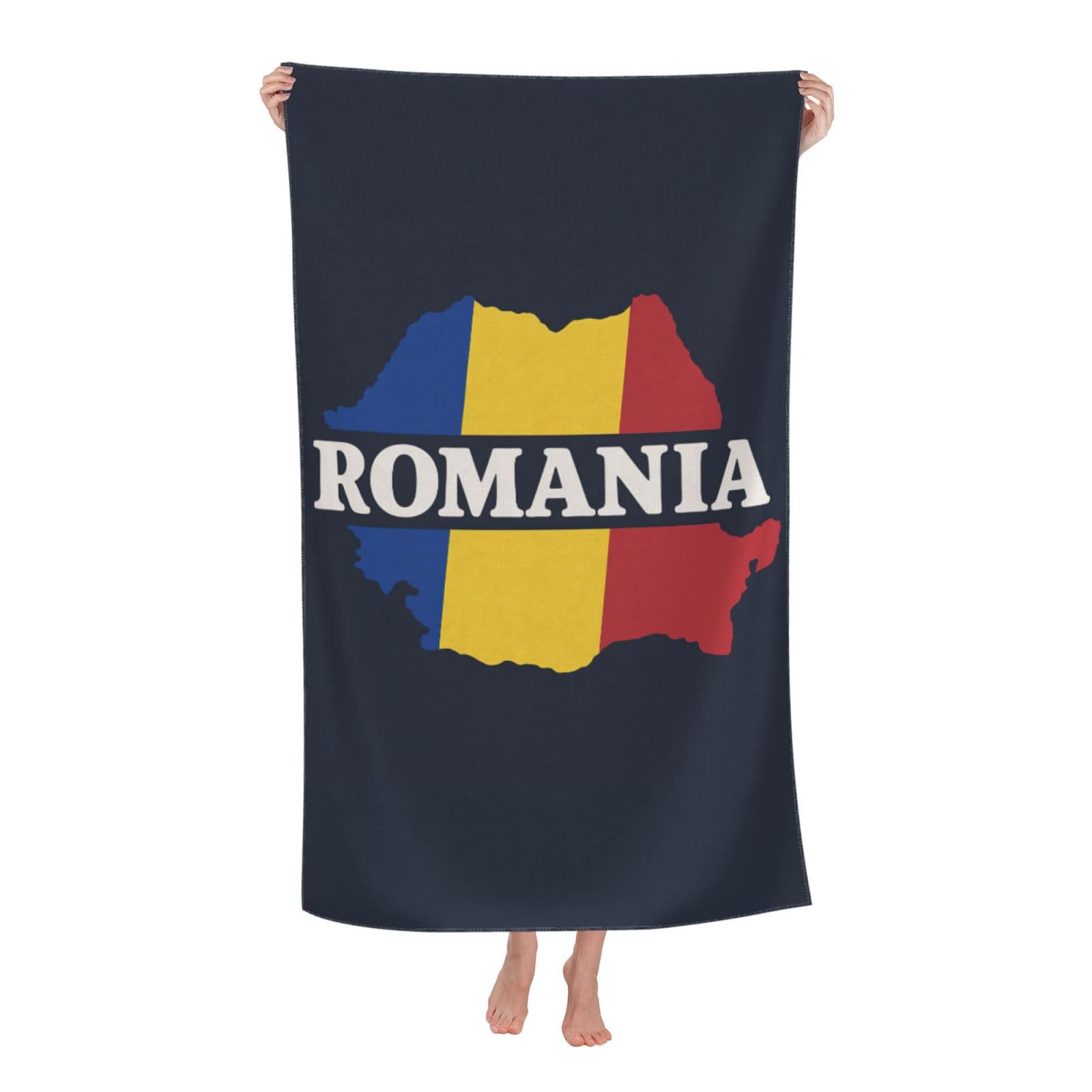 pojknbv Romania Map Print Oversized Adult Beach Towel Quick-Dry Comfortable Lightweight Travel Pool Camping