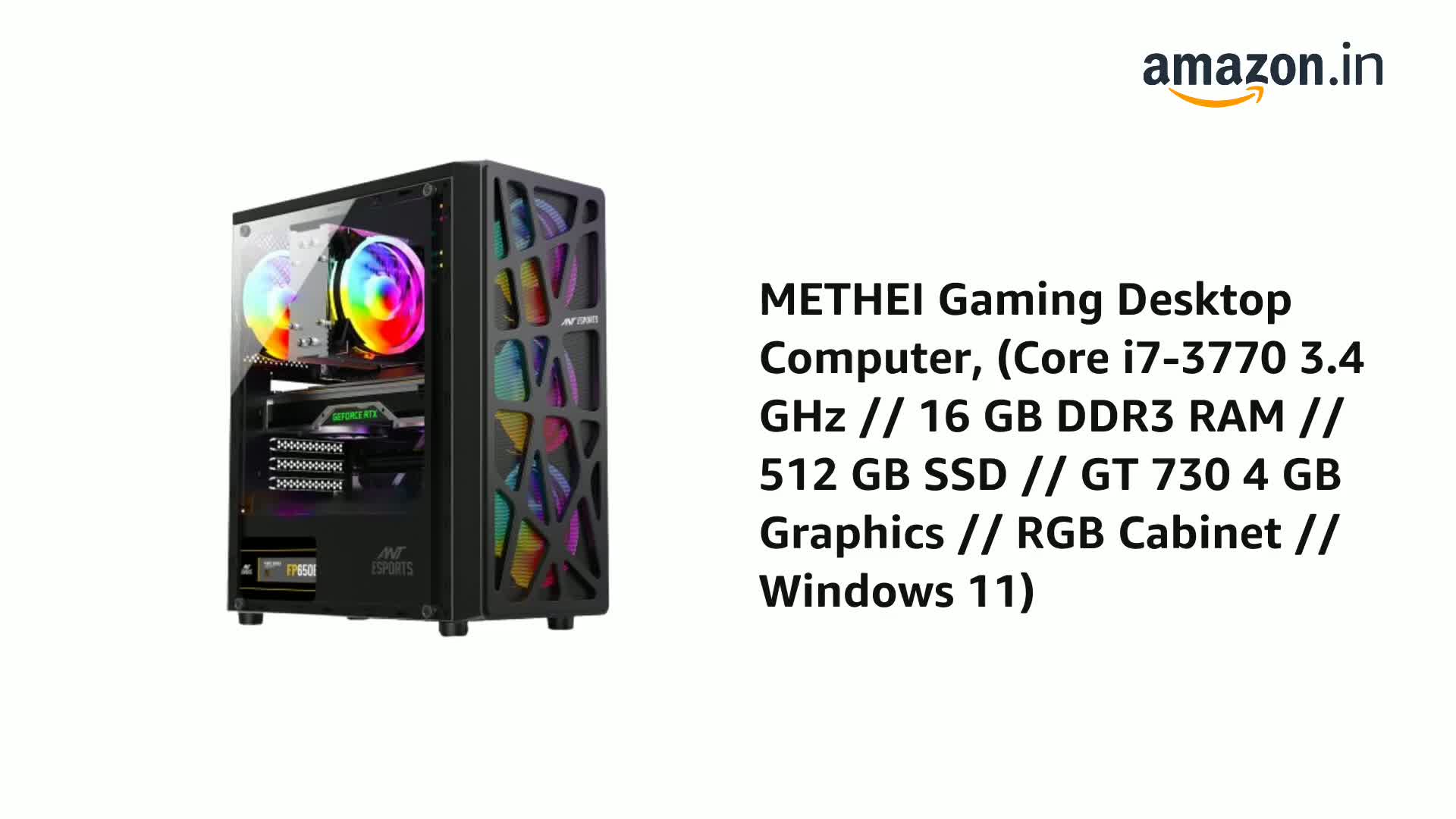 METHEI Gaming Desktop Computer, (Core i7-3770 3.4 GHz // 16 GB 