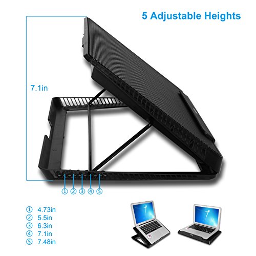 XtremPro-Portable-Metal-Mesh-Laptop-Cooler-Cooling-Pad-6-Quiet-Fans-wGreen-LED-Light-5-Adjustable-Heights-Up-to-17-in-Notebook-2-USB-Interface-wSpeed-Control-Switch-Non-Slip-Black-11147