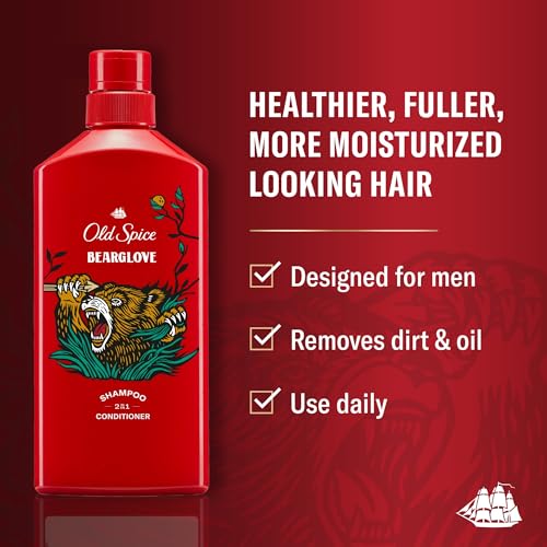 Old Spice Mens 2-in-1 Shampoo and Conditioner Set, Bearglove, For All Hair Types, Healthier, Fuller, More Moisturized Looking Hair, 13.5 fl oz Each (Pack of 6) - image 2