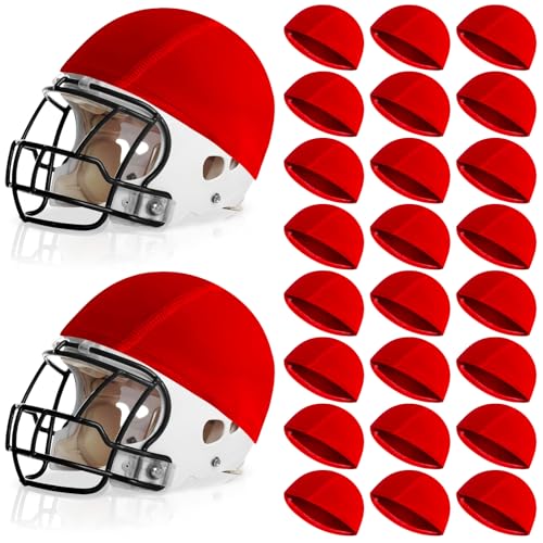 24 Pieces Scrimmage Helmet Cover Football Helmet Cap Youth Sports Helmet Covers for Lacrosse Hockey Practice Training, Red