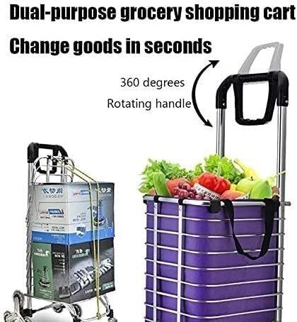 Einkaufstrolley Faltbarer Einkaufswagen Einkaufstrolley, Zusammenklappbarer, Leichter, Treppensteigender Einkaufswagen… – Bild 3
