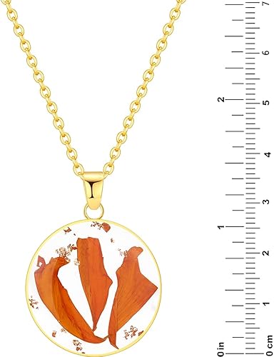 Miniatura 68 de Forget-Me-Not and Queen Anne's Lace Pressed Wildflower Necklace Birth Month Real Flower Necklace Gold/Silver Pressed Flower Jewelry